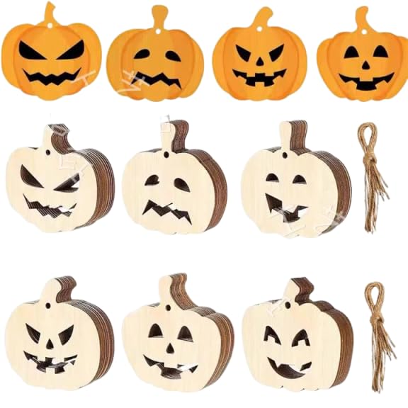 HASTHIP® 12Pcs Wooden Pumpkins Ornaments, DIY Blank Unfinished Pumpkin Wood Discs Ornament for Home Harvest Crafts Hanging -Tangerine HASTHIP® 12Pcs Wooden Pumpkins Ornaments, DIY Blank Unfinished Pumpkin Wood Discs Ornament for Home Harvest Crafts Hanging -Tangerine